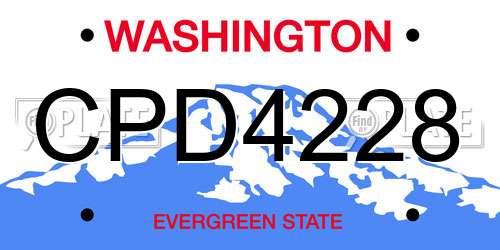 CPD4228 Washington License Plate