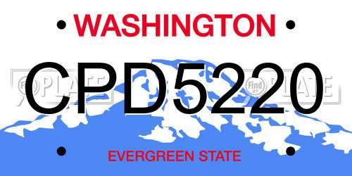 CPD5220 Washington License Plate