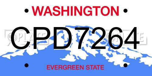 CPD7264 Washington License Plate