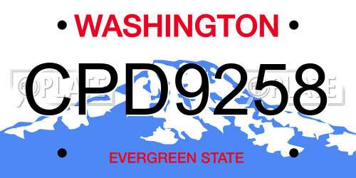 CPD9258 Washington License Plate