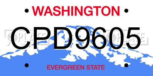CPD9605 Washington License Plate