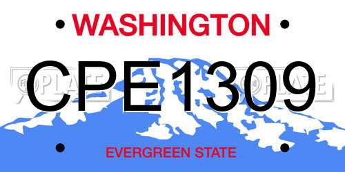 CPE1309 Washington License Plate