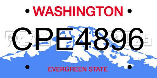 CPE4896 Washington License Plate