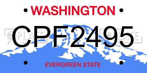 CPF2495 Washington License Plate