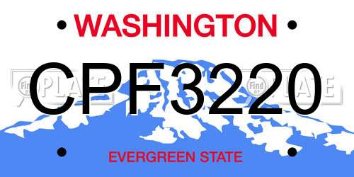 CPF3220 Washington License Plate