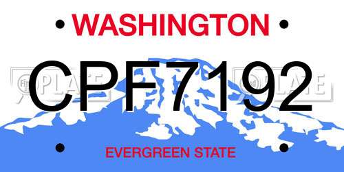 CPF7192 Washington License Plate