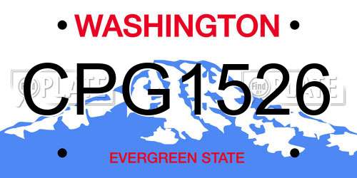 CPG1526 Washington License Plate