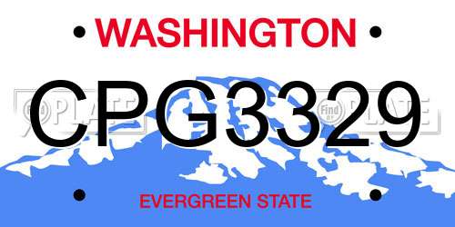 CPG3329 Washington License Plate