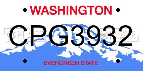 CPG3932 Washington License Plate