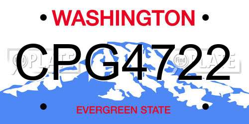 CPG4722 Washington License Plate