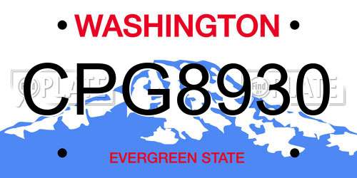 CPG8930 Washington License Plate