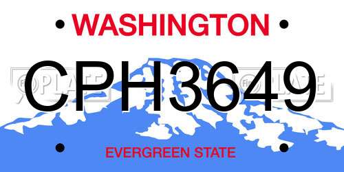 CPH3649 Washington License Plate