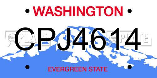 CPJ4614 Washington License Plate