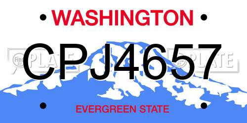 CPJ4657 Washington License Plate