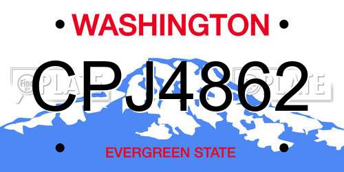 CPJ4862 Washington License Plate