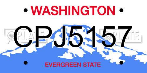 CPJ5157 Washington License Plate