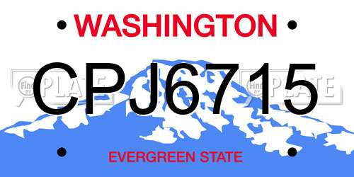 CPJ6715 Washington License Plate
