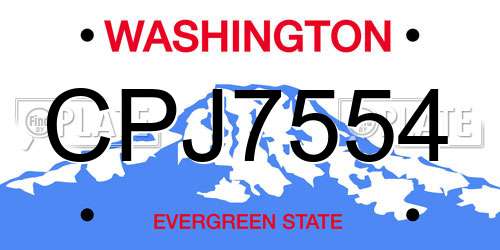 CPJ7554 Washington License Plate