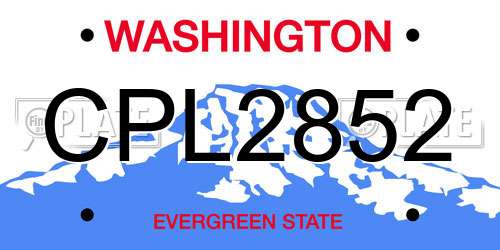 CPL2852 Washington License Plate