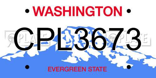 CPL3673 Washington License Plate