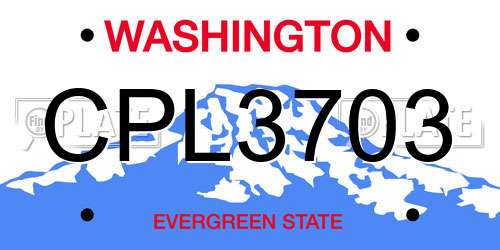 CPL3703 Washington License Plate