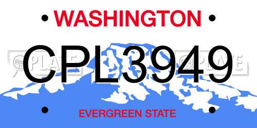 CPL3949 Washington License Plate