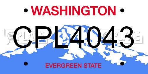 CPL4043 Washington License Plate