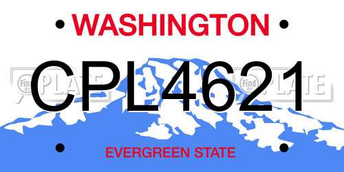 CPL4621 Washington License Plate