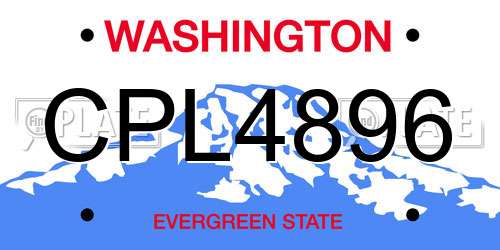 CPL4896 Washington License Plate