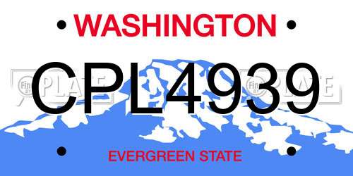 CPL4939 Washington License Plate