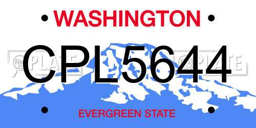 CPL5644 Washington License Plate