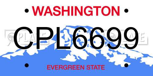 CPL6699 Washington License Plate