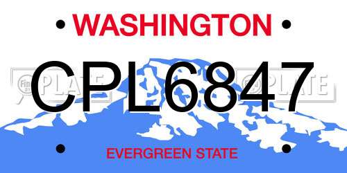 CPL6847 Washington License Plate