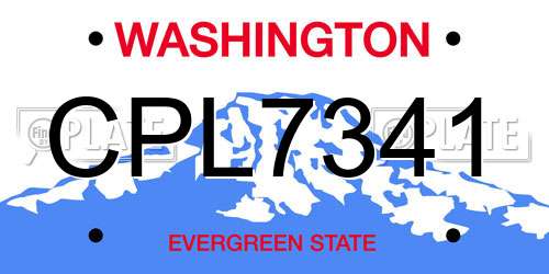 CPL7341 Washington License Plate