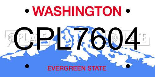 CPL7604 Washington License Plate
