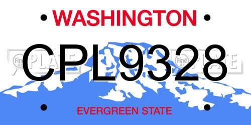 CPL9328 Washington License Plate