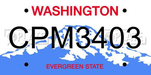 CPM3403 Washington License Plate