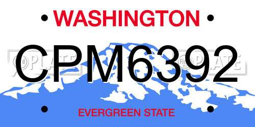 CPM6392 Washington License Plate