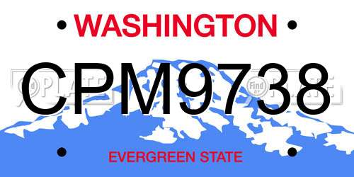 CPM9738 Washington License Plate