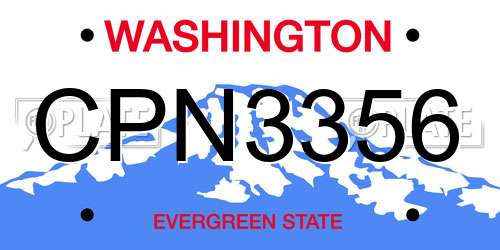 CPN3356 Washington License Plate