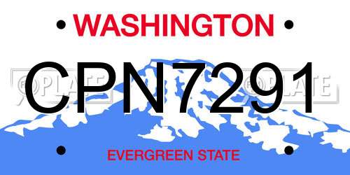 CPN7291 Washington License Plate