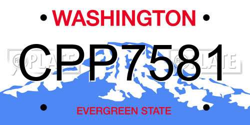 CPP7581 Washington License Plate