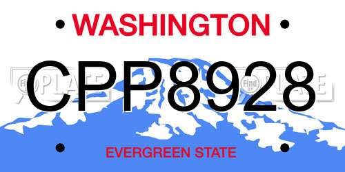 CPP8928 Washington License Plate