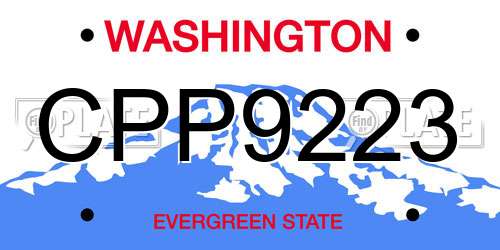 CPP9223 Washington License Plate