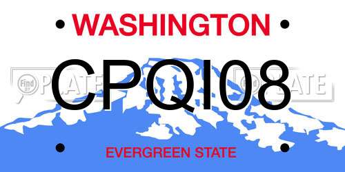 CPQI08 Washington License Plate