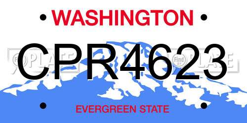 CPR4623 Washington License Plate