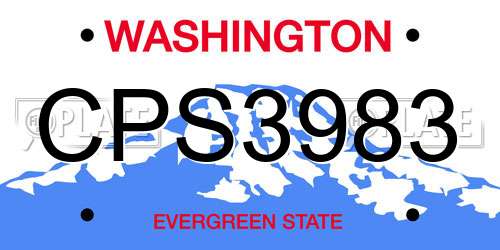 CPS3983 Washington License Plate