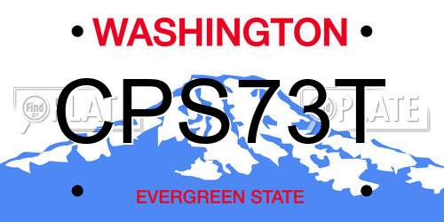 CPS73T Washington License Plate