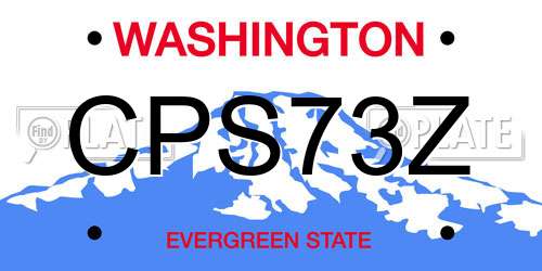 CPS73Z Washington License Plate