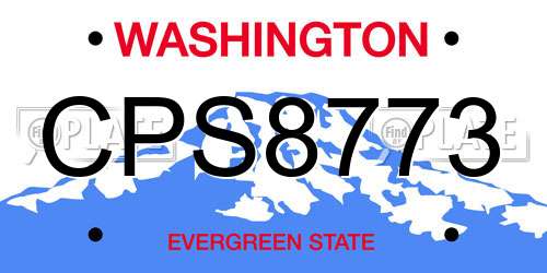 CPS8773 Washington License Plate